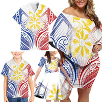 Philippines Tribal Sun Personalized Family Matching Off Shoulder Short Dress and Hawaiian Shirt Hunting Eagle