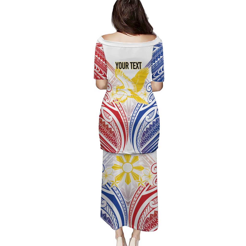 Philippines Tribal Sun Personalized Family Matching Puletasi and Hawaiian Shirt Hunting Eagle