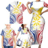 Philippines Tribal Sun Personalized Family Matching Short Sleeve Bodycon Dress and Hawaiian Shirt Hunting Eagle