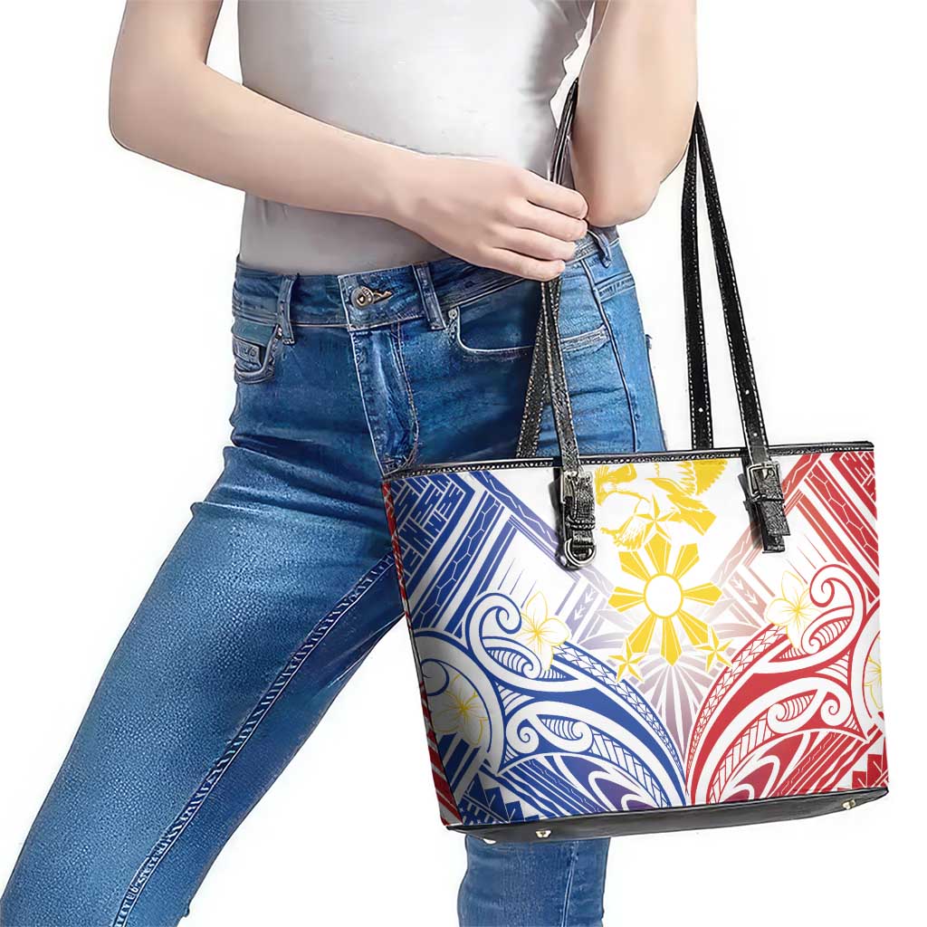Philippines Tribal Sun Leather Tote Bag Hunting Eagle