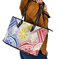 Philippines Tribal Sun Leather Tote Bag Hunting Eagle
