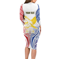 Philippines Tribal Sun Personalized Long Sleeve Bodycon Dress Hunting Eagle