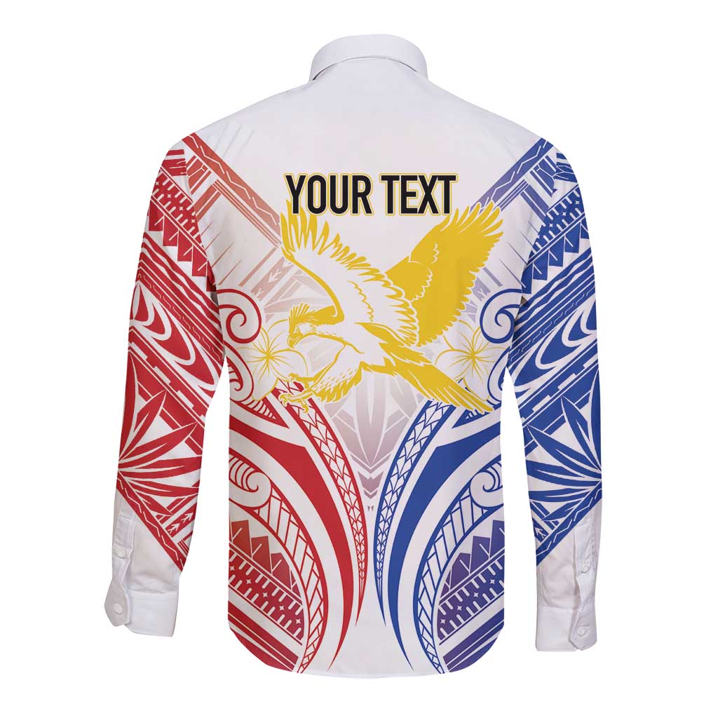 Philippines Tribal Sun Personalized Long Sleeve Button Shirt Hunting Eagle