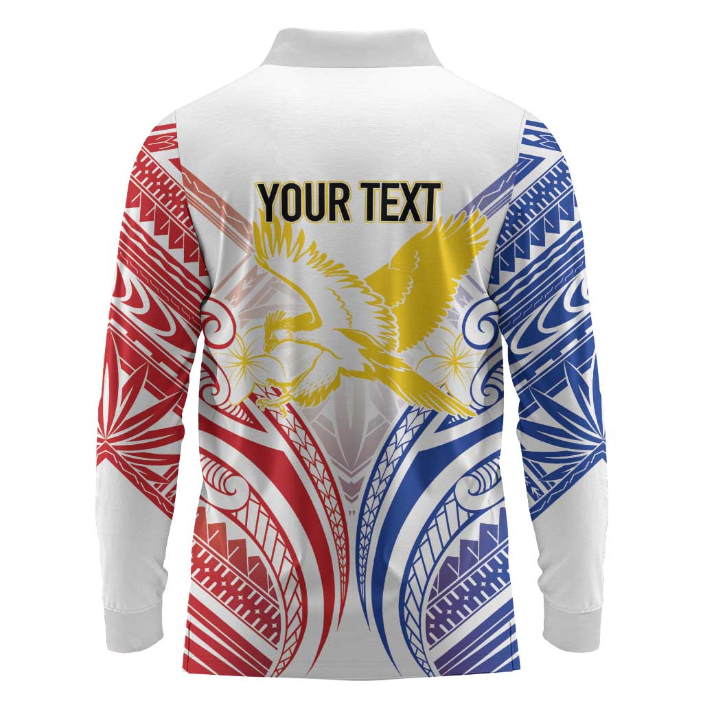 Philippines Tribal Sun Personalized Long Sleeve Polo Shirt Hunting Eagle