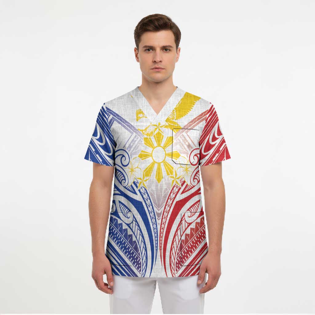 Philippines Tribal Sun Personalized Scrub Top Hunting Eagle
