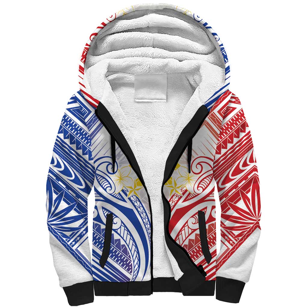 Philippines Tribal Sun Personalized Sherpa Hoodie Hunting Eagle