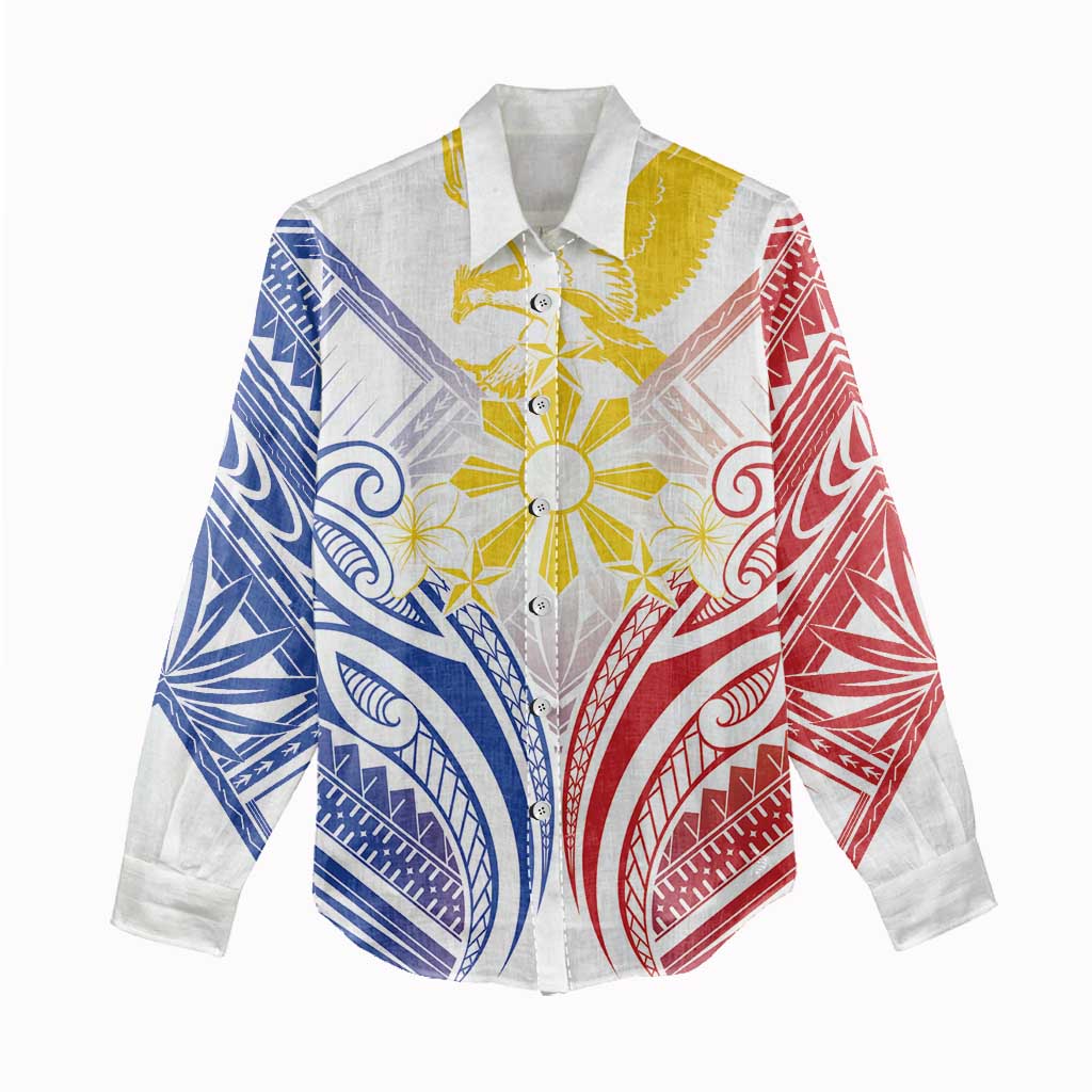 Philippines Tribal Sun Personalized Women Casual Shirt Hunting Eagle