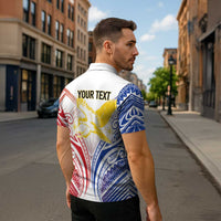 Philippines Tribal Sun Personalized Zipper Polo Shirt Hunting Eagle