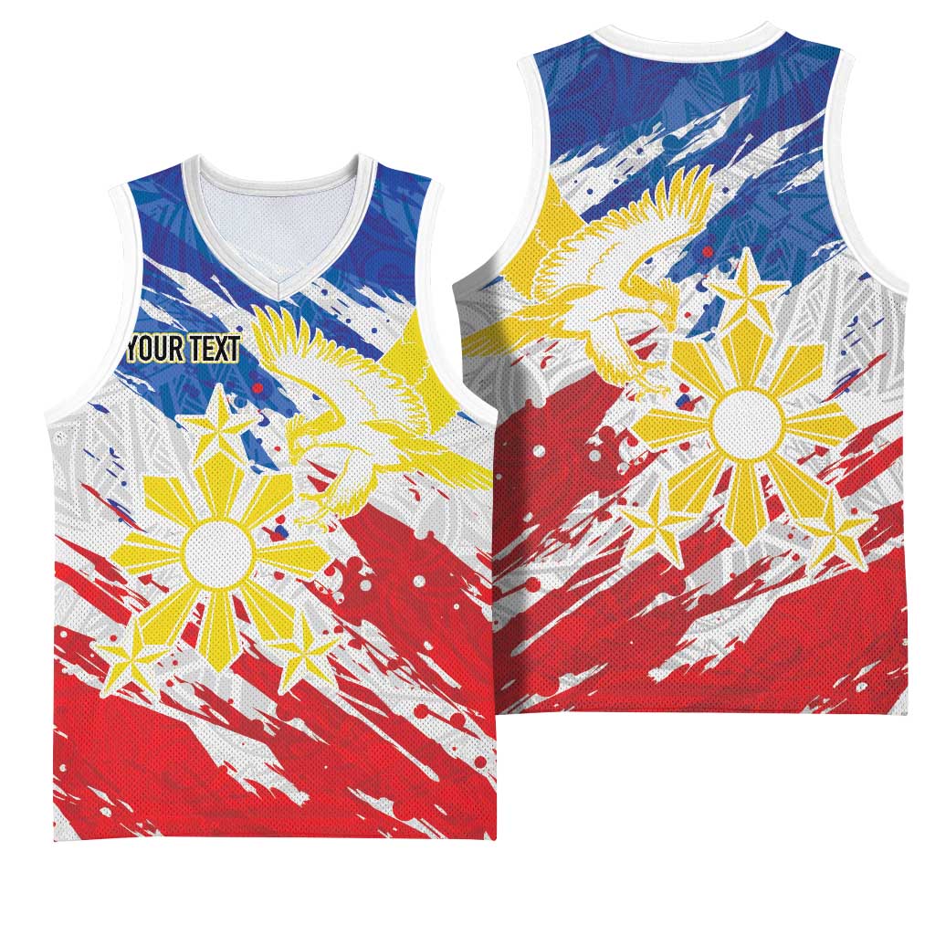 Personalized Filipino Sun and Stars Basketball Jersey Grunge Vibes