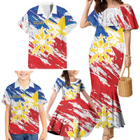 Personalized Filipino Sun and Stars Family Matching Mermaid Dress and Hawaiian Shirt Grunge Vibes LT7 - Polynesian Pride