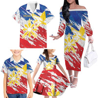 Personalized Filipino Sun and Stars Family Matching Off The Shoulder Long Sleeve Dress and Hawaiian Shirt Grunge Vibes LT7 - Polynesian Pride
