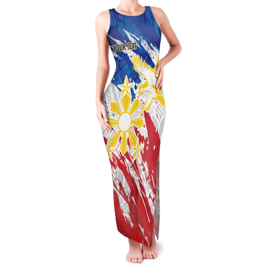 Personalized Filipino Sun and Stars Family Matching Tank Maxi Dress and Hawaiian Shirt Grunge Vibes LT7 Mom's Dress White - Polynesian Pride