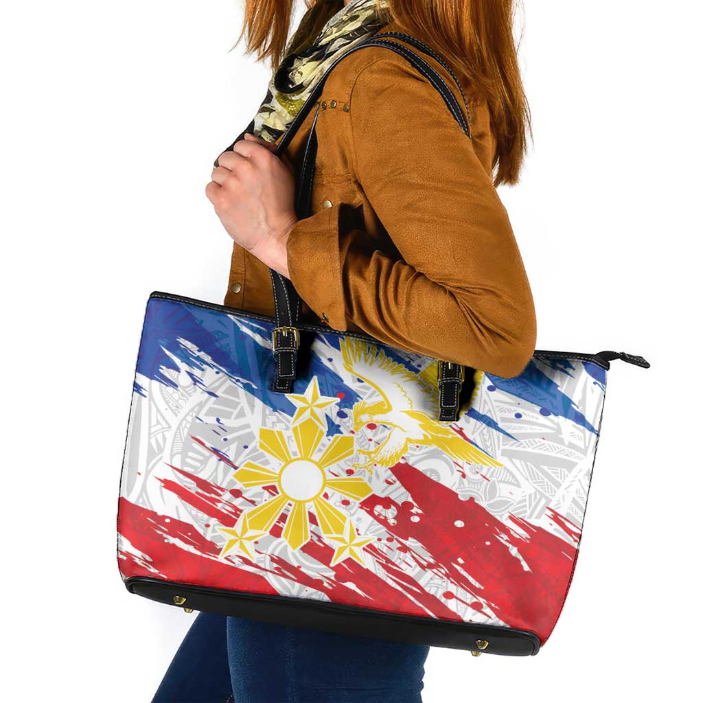 Filipino Sun and Stars Leather Tote Bag Grunge Vibes
