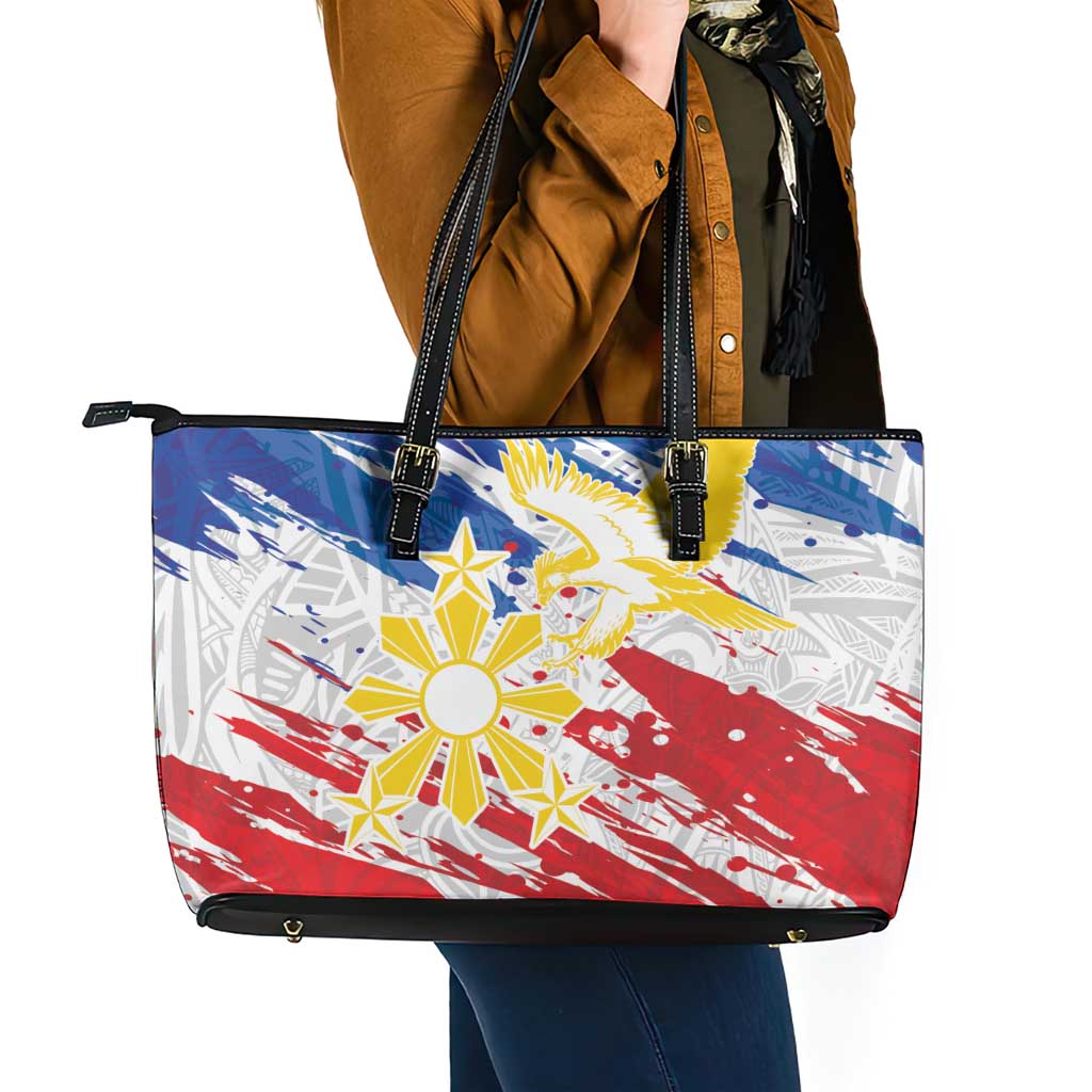 Filipino Sun and Stars Leather Tote Bag Grunge Vibes