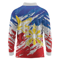 Personalized Filipino Sun and Stars Long Sleeve Polo Shirt Grunge Vibes