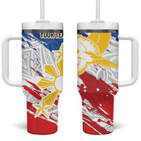 Personalized Filipino Sun and Stars Tumbler With Handle Grunge Vibes