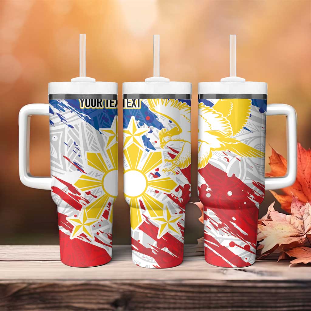 Personalized Filipino Sun and Stars Tumbler With Handle Grunge Vibes