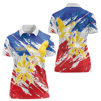Personalized Filipino Sun and Stars Women Polo Shirt Grunge Vibes