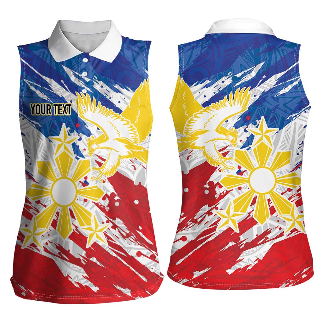 Personalized Filipino Sun and Stars Women Sleeveless Polo Shirt Grunge Vibes
