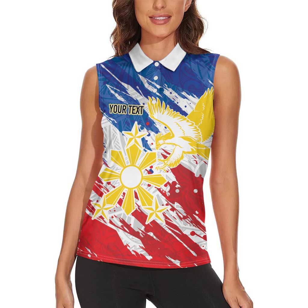 Personalized Filipino Sun and Stars Women Sleeveless Polo Shirt Grunge Vibes