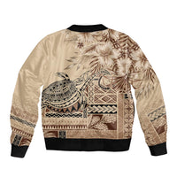 Vaiaso o le Gagana Samoa Bomber Jacket Siapo Motif Beige