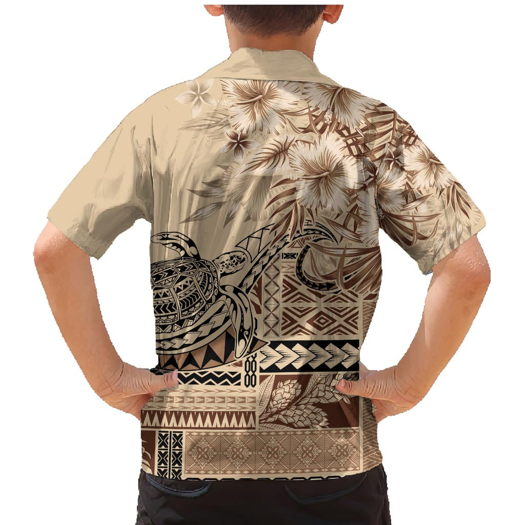 Vaiaso o le Gagana Samoa Family Matching Mermaid Dress and Hawaiian Shirt Siapo Motif Beige LT7 - Polynesian Pride