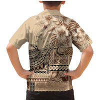 Vaiaso o le Gagana Samoa Family Matching Mermaid Dress and Hawaiian Shirt Siapo Motif Beige LT7 - Polynesian Pride