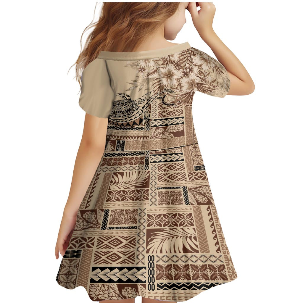 Vaiaso o le Gagana Samoa Family Matching Mermaid Dress and Hawaiian Shirt Siapo Motif Beige LT7 - Polynesian Pride