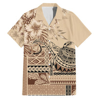 Vaiaso o le Gagana Samoa Family Matching Mermaid Dress and Hawaiian Shirt Siapo Motif Beige LT7 Dad's Shirt - Short Sleeve Beige - Polynesian Pride