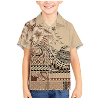 Vaiaso o le Gagana Samoa Family Matching Mermaid Dress and Hawaiian Shirt Siapo Motif Beige LT7 Son's Shirt Beige - Polynesian Pride