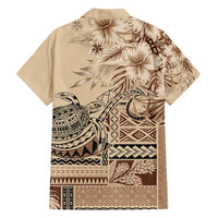 Vaiaso o le Gagana Samoa Family Matching Off Shoulder Maxi Dress and Hawaiian Shirt Siapo Motif Beige LT7 - Polynesian Pride