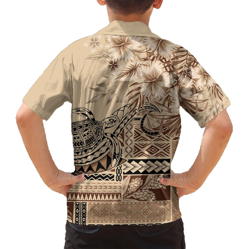 Vaiaso o le Gagana Samoa Family Matching Tank Maxi Dress and Hawaiian Shirt Siapo Motif Beige LT7 - Polynesian Pride
