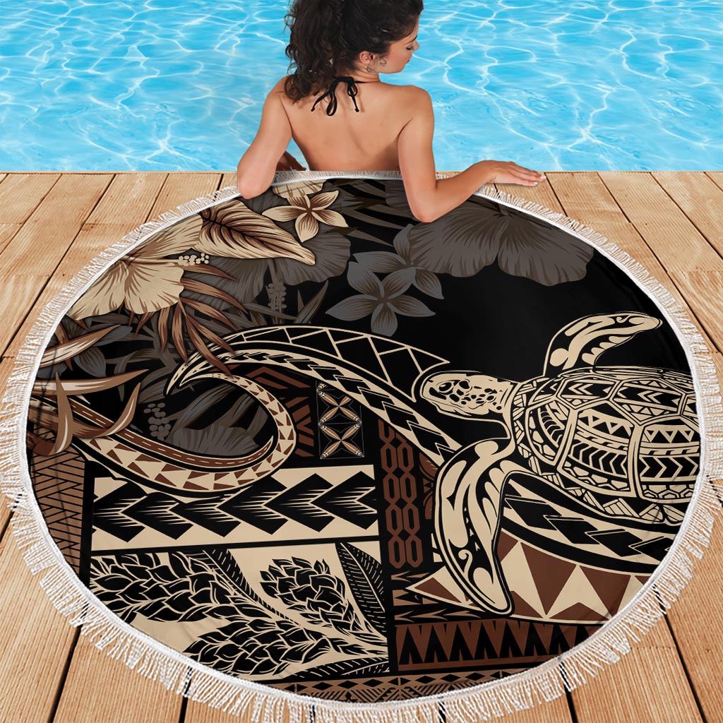 Vaiaso o le Gagana Samoa Beach Blanket Siapo Motif Black