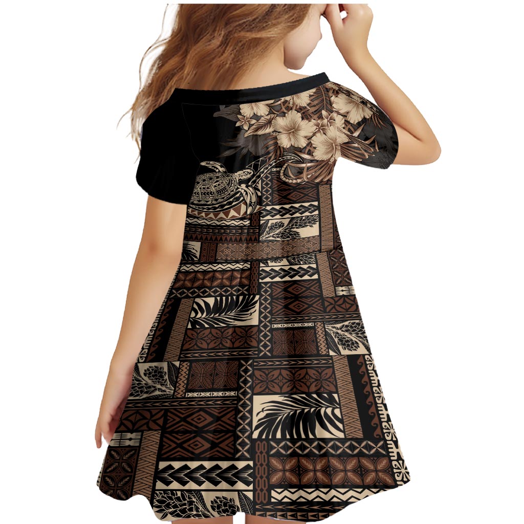Vaiaso o le Gagana Samoa Family Matching Mermaid Dress and Hawaiian Shirt Siapo Motif Black LT7 - Polynesian Pride