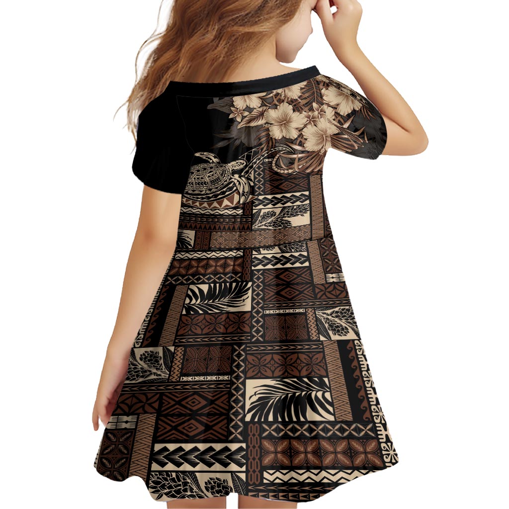 Vaiaso o le Gagana Samoa Family Matching Summer Maxi Dress and Hawaiian Shirt Siapo Motif Black LT7 - Polynesian Pride