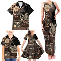Vaiaso o le Gagana Samoa Family Matching Tank Maxi Dress and Hawaiian Shirt Siapo Motif Black LT7 - Polynesian Pride
