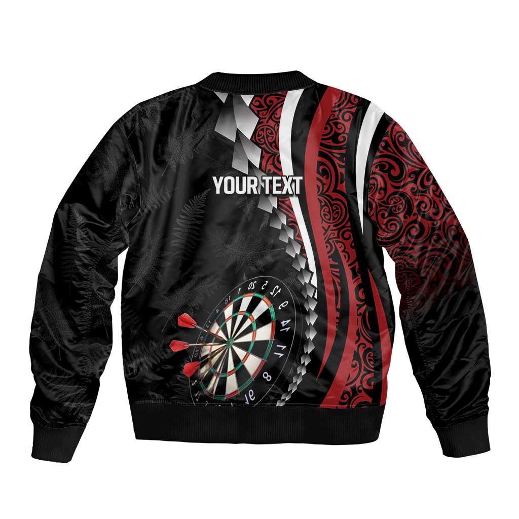 Personalized New Zealand Darts Bomber Jacket Kowhaiwhai Whero Koiri - Manaia LT7 - Polynesian Pride