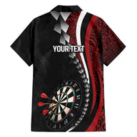 Personalized New Zealand Darts Family Matching Off Shoulder Short Dress and Hawaiian Shirt Kowhaiwhai Whero Koiri - Manaia LT7 - Polynesian Pride