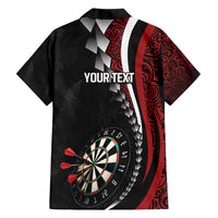 Personalized New Zealand Darts Family Matching Short Sleeve Bodycon Dress and Hawaiian Shirt Kowhaiwhai Whero Koiri - Manaia LT7 - Polynesian Pride