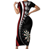 Personalized New Zealand Darts Family Matching Short Sleeve Bodycon Dress and Hawaiian Shirt Kowhaiwhai Whero Koiri - Manaia LT7 Mom's Dress Red - Polynesian Pride