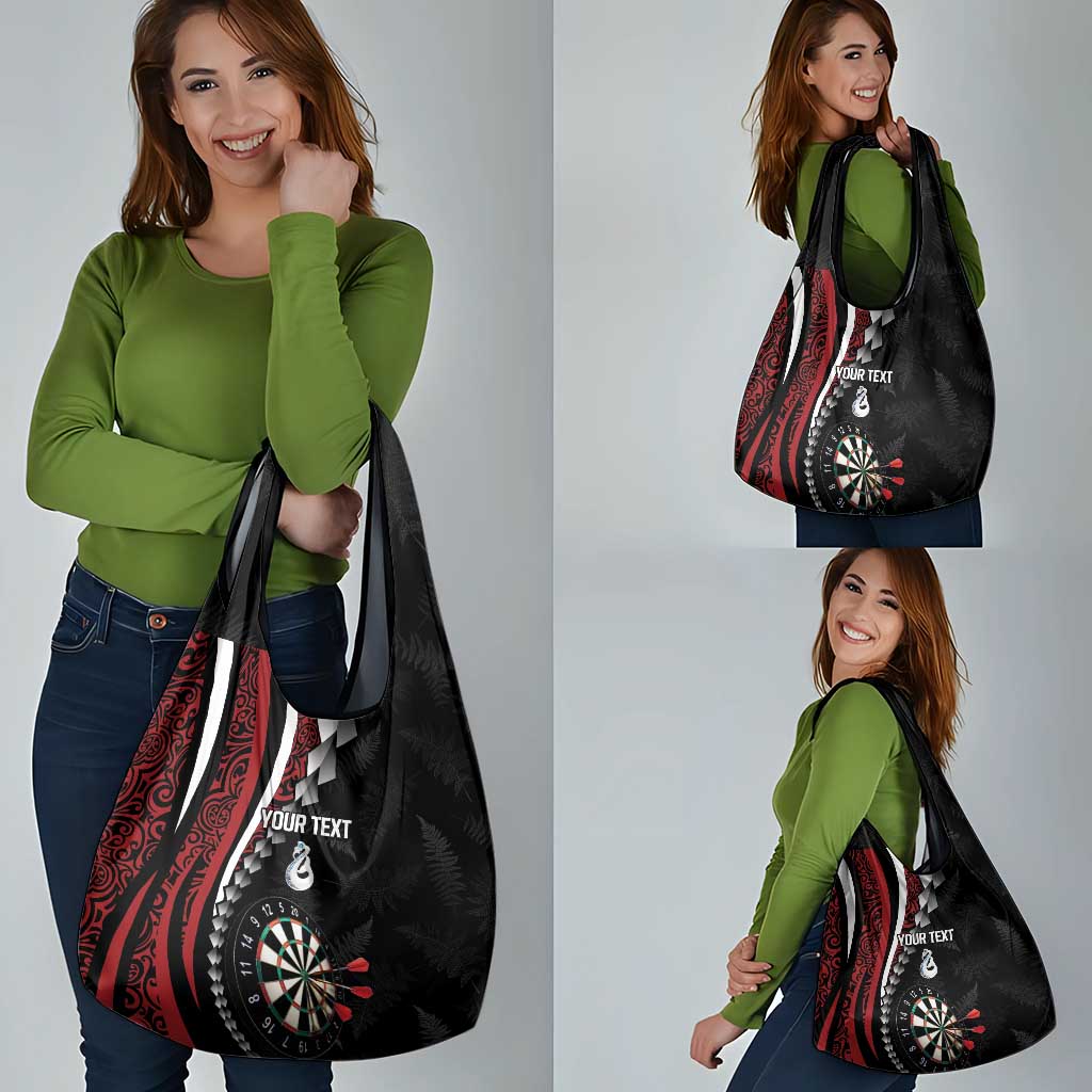 Personalized New Zealand Darts Grocery Bag Kowhaiwhai Whero Koiri - Manaia
