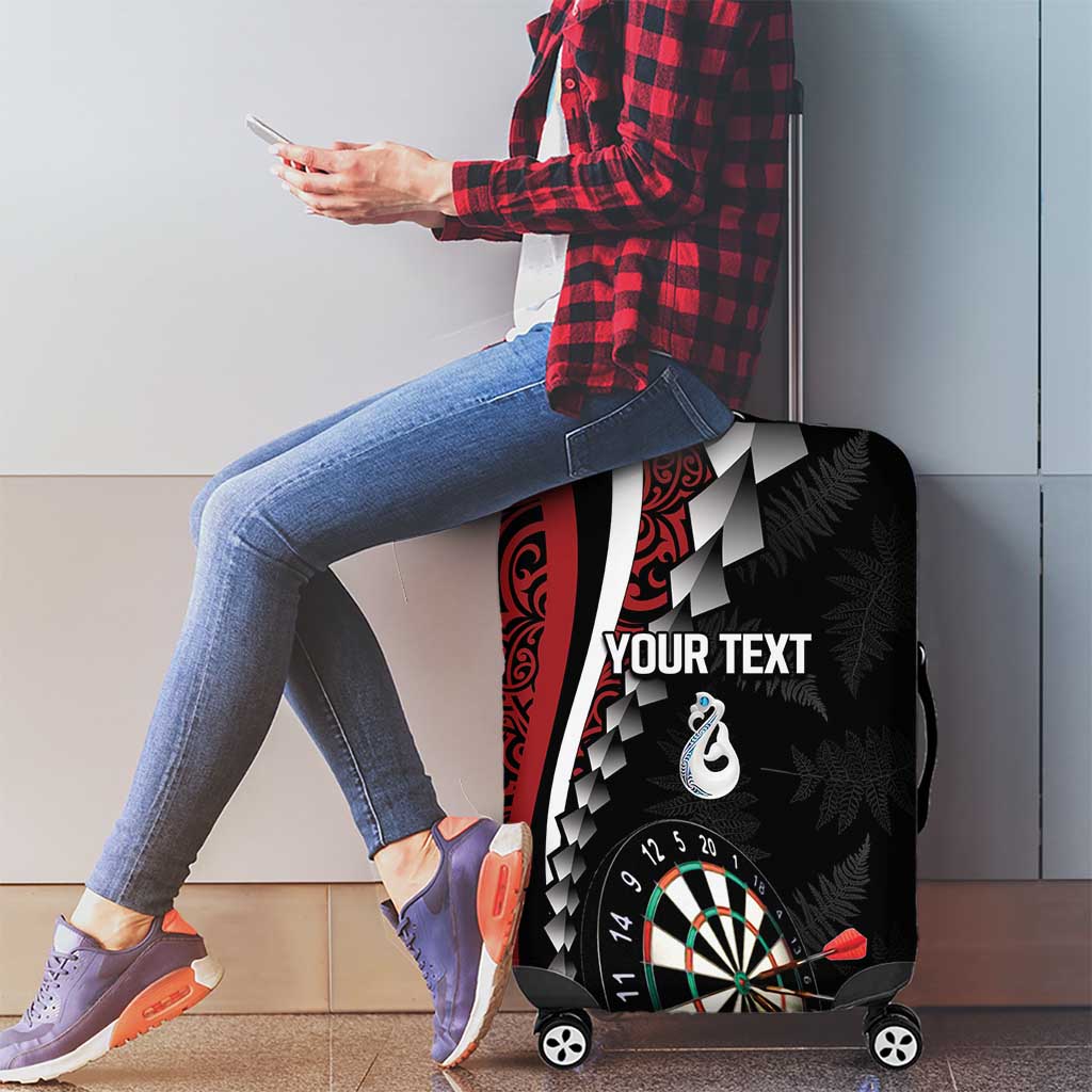 Personalized New Zealand Darts Luggage Cover Kowhaiwhai Whero Koiri - Manaia LT7 - Polynesian Pride