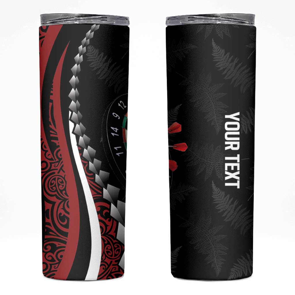 Personalized New Zealand Darts Skinny Tumbler Kowhaiwhai Whero Koiri - Manaia LT7 Red - Polynesian Pride