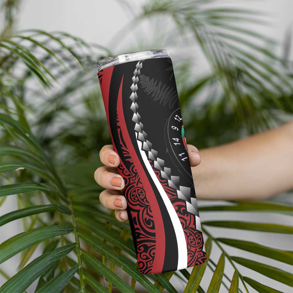 Personalized New Zealand Darts Skinny Tumbler Kowhaiwhai Whero Koiri - Manaia LT7 - Polynesian Pride