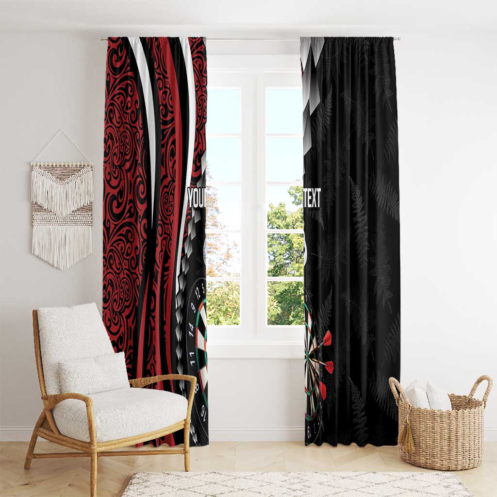 Personalized New Zealand Darts Window Curtain Kowhaiwhai Whero Koiri - Manaia