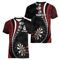 Personalized New Zealand Darts Women V-Neck T-Shirt Kowhaiwhai Whero Koiri - Manaia