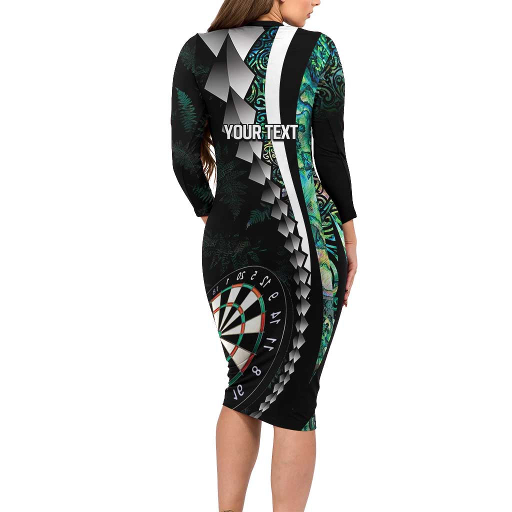 Personalized New Zealand Darts Family Matching Long Sleeve Bodycon Dress and Hawaiian Shirt Paua Shell Koiri - Manaia LT7 - Polynesian Pride
