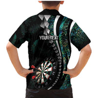 Personalized New Zealand Darts Family Matching Mermaid Dress and Hawaiian Shirt Paua Shell Koiri - Manaia LT7 - Polynesian Pride
