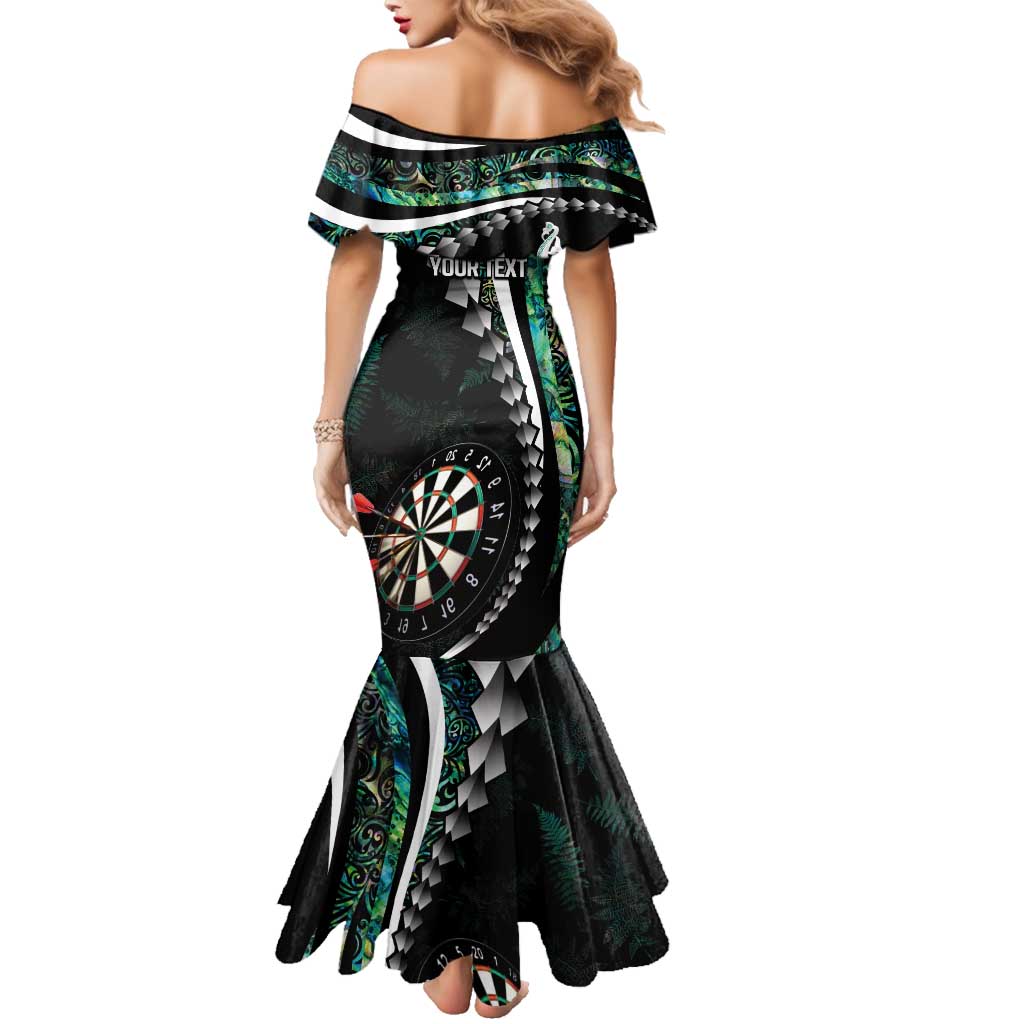 Personalized New Zealand Darts Family Matching Mermaid Dress and Hawaiian Shirt Paua Shell Koiri - Manaia LT7 - Polynesian Pride