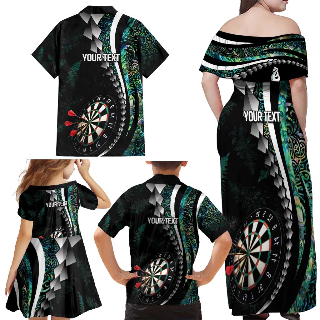 Personalized New Zealand Darts Family Matching Off Shoulder Maxi Dress and Hawaiian Shirt Paua Shell Koiri - Manaia LT7 - Polynesian Pride